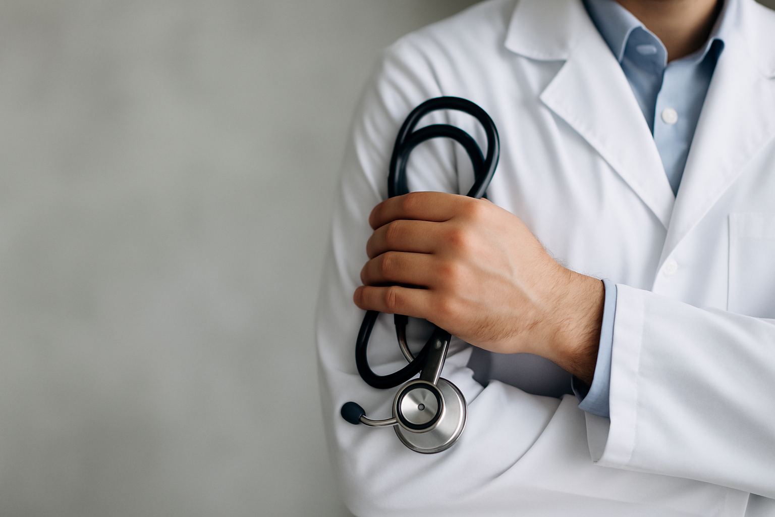 A physician holding a stethoscope